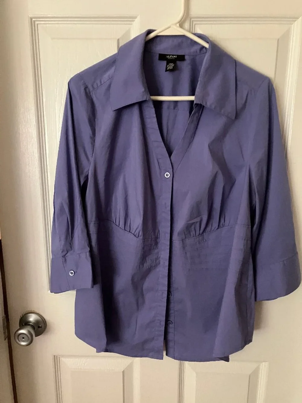 ALFANI HOUSE women's Button-down shirt/blouse light lavender purple 3/4 slvs 14W - Picture 1 of 9